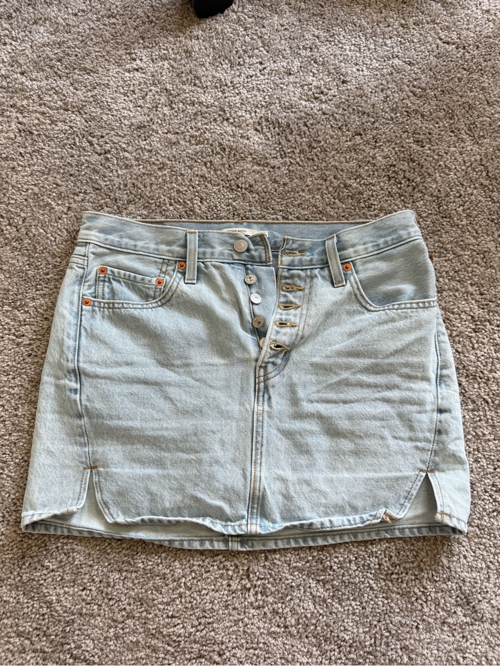 Levi's Light Blue Button-Front Mini Denim Skirt